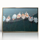 Framed acrylic print of Cinque Terre with vibrant coastal hues, ideal for modern art wall decor.
