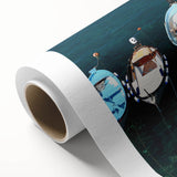 Art deco poster of Cinque Terre with pastel shades on rolled canvas, suitable for nursery wall art or dining room decor.