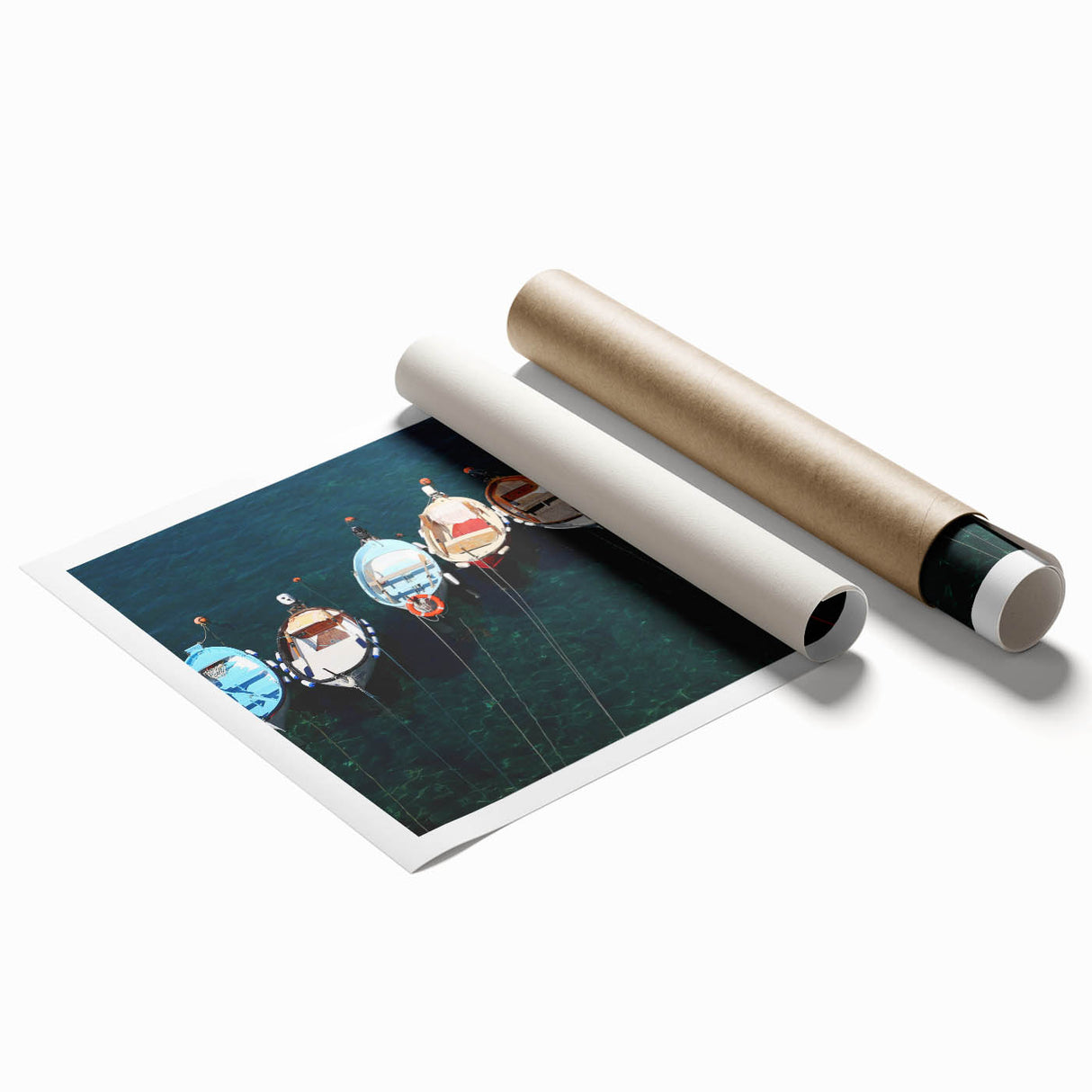 Extra large rolled print of Cinque Terre with vibrant coastal colors, ideal for classy bathroom wall art.
