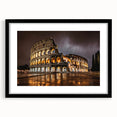 Extra large framed wall art of an abstract rendition of the Colosseum in Italy, featuring a colorful, textured palette.