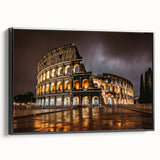 Black and white framed canvas of the Colosseum in Rome, ideal for bedroom landscape art.