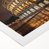Art deco poster of the Colosseum in muted earth tones on rolled canvas, ideal for dining room decor.