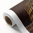 Art deco poster of the Colosseum in muted earth tones on rolled canvas, ideal for nursery wall art.