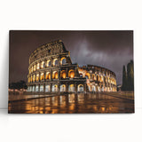 Black and white stretched canvas of the Colosseum in Rome, ideal for kitchen wall art.