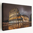 Large art print of the Colosseum in Rome on stretched canvas, featuring warm earth tones, ideal for kitchen wall art.
