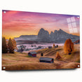 Acrylic print of the Dolomites in Italy with vivid green and blue shades, ideal for bedroom or dining room decor.