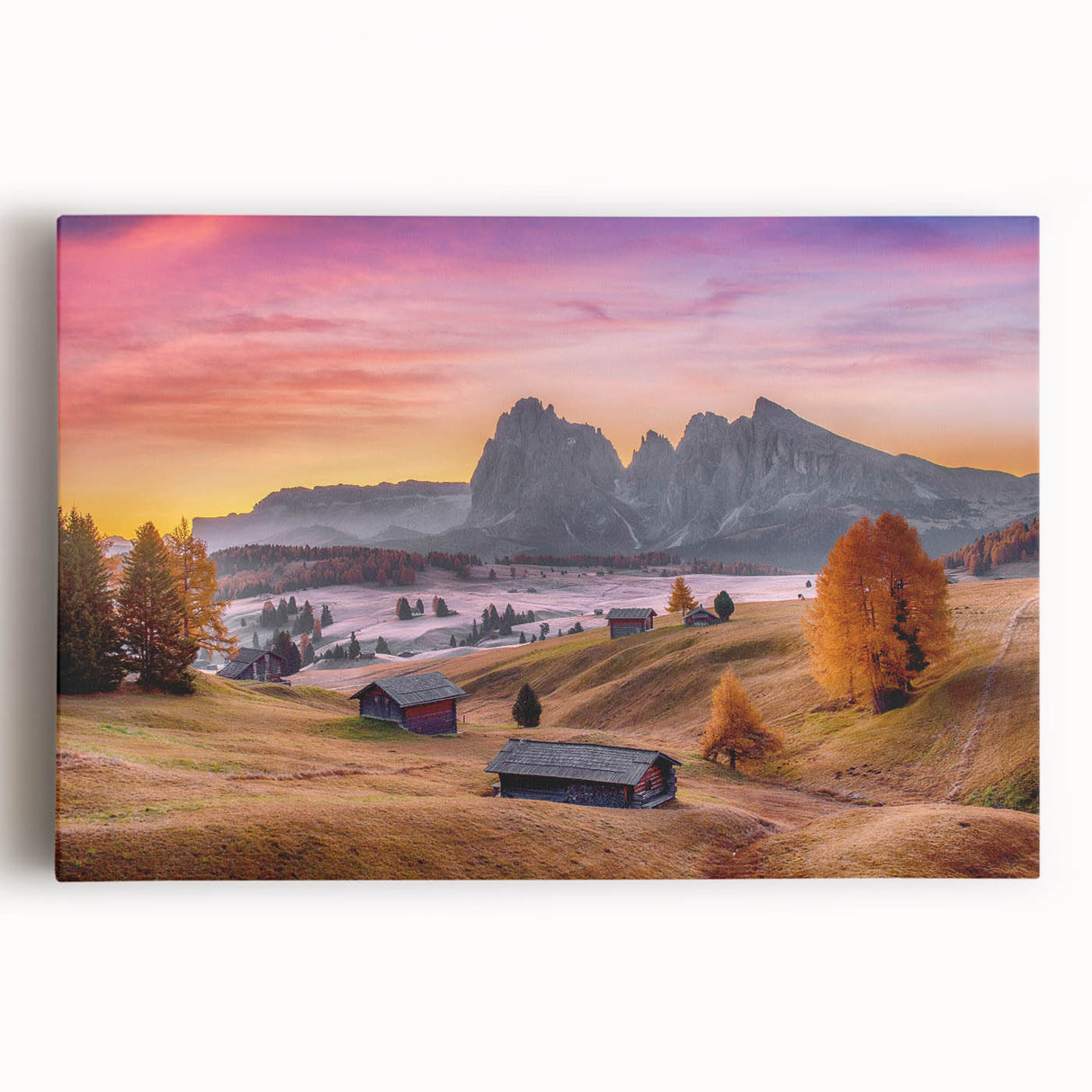 Black and white photograph of the Dolomites on stretched canvas, ideal for kitchen wall art or bedroom decor.
