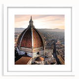 Textured art print of Florence skyline in muted earth tones on a framed canvas, suitable for bedroom decor.
