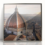 Framed acrylic print of Florence scenery with muted earth tones, ideal for modern art wall decor.