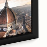 Extra large black wall art featuring a textured view of Florence, Italy, on framed canvas, ideal for living room decor.