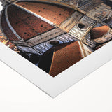 Art deco poster of Florence skyline in muted earth tones on rolled canvas, suitable for dining room wall art.