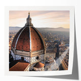 Rolled print of Florence scenery with soft pastel colors on canvas, suitable for dining room or bathroom wall art.