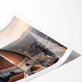 Extra large wall art featuring line art flowers over a Florence scenery, in soft pastel hues on rolled print.