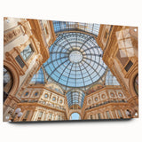 Acrylic print of a Milan scenery with muted earth tones, ideal for dining room decor.