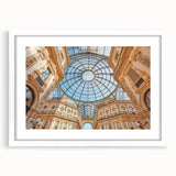 Textured art print of Milan scenery in abstract style with muted earth tones, framed with a white mat, ideal for bedroom art.