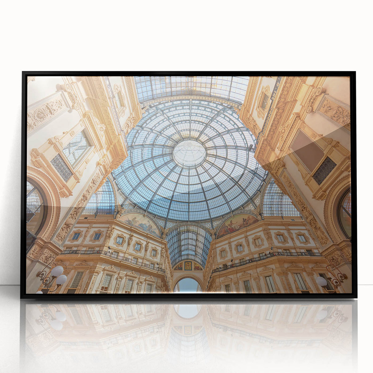 Large abstract wall art depicting Milan scenery in mid-century modernist style.