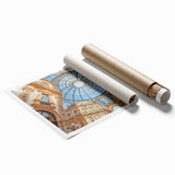 Extra large rolled print of Milan scenery with floral accents in soft color tones, ideal for classy bathroom wall art.