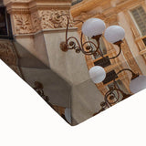 Black and white landscape art painting of Milan on stretched canvas, ideal for bedroom wall decor.