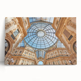 Black and white stretched canvas of Milan scenery, ideal for kitchen wall art.