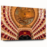 Acrylic print of Naples scenery with vibrant hues of blue and yellow, ideal for dining room decor.