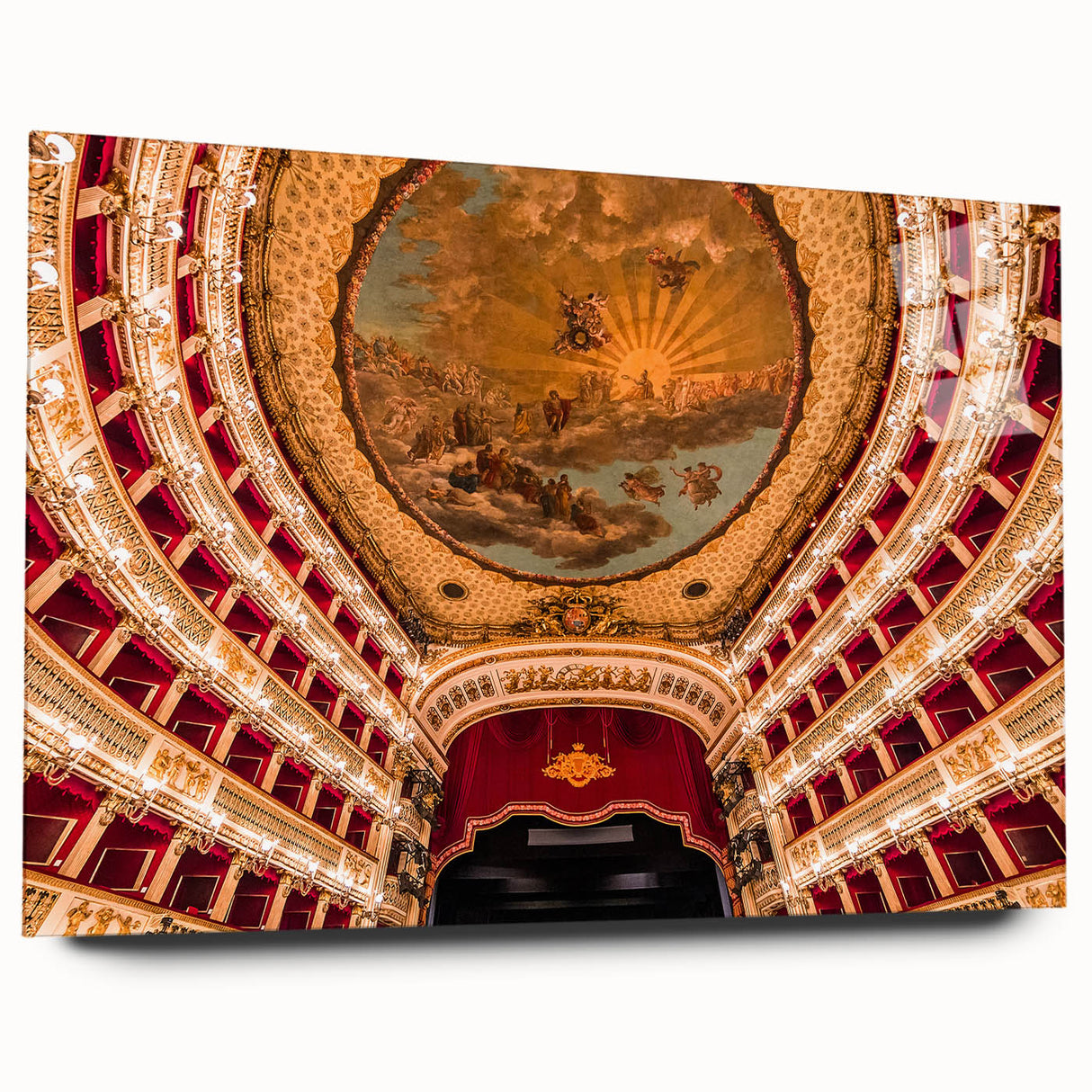 Large abstract wall art of Naples, Italy in muted earth tones on acrylic glass, suitable for bedroom or dining room decor.