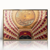 Art deco poster of Naples, Italy in acrylic frame with gold accents, showcasing vibrant colors.