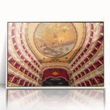 Mid-century modernist art of Naples, Italy in muted pastel shades on framed acrylic, ideal for nursery wall art.