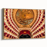 Framed canvas featuring a vintage-style landscape painting of Naples, Italy, with muted earth tones.