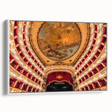 Vintage poster art of Naples scenery in colorful palette on framed canvas, ideal for living room decor.