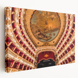 Large canvas print of Naples, Italy, with vibrant blue and terracotta hues, ideal for kitchen wall art.