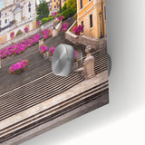 Large abstract depiction of Rome on acrylic glass, featuring muted earth tones, ideal for dining room art.