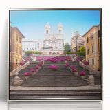 Large art print of Rome featuring a mid-century modernist acrylic painting in muted earth tones.