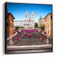 Black and white landscape art painting of Rome on framed canvas, ideal for bedroom wall decor.