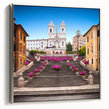 Landscape art painting of Rome with colorful palette on framed canvas, ideal for living room decor.