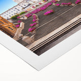 Art deco poster of Rome with muted earth tones on rolled canvas, suitable for dining room wall art.