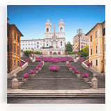 Black and white print of the Rome skyline on a large stretched canvas, ideal for kitchen wall art or bedroom decor.