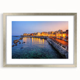 Extra large wall art featuring an abstract textured print of Sicilian scenery in muted earth tones, framed in silver.