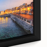Black wall art of Sicily landscape on textured canvas, featuring vibrant colors, ideal for living room decor.