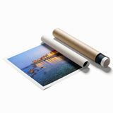 Extra large rolled print of a Sicilian landscape with vibrant floral foreground, ideal for classy bathroom wall art.