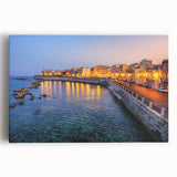 Black and white photograph of Sicily on stretched canvas, with monochrome tones, ideal for kitchen wall art.