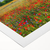 Art deco poster of Tuscany landscape in muted earth tones on rolled canvas, suitable for dining room wall art.