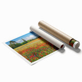 Extra large rolled print depicting the Tuscan landscape with vibrant green fields and a clear blue sky.
