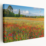 Landscape painting of Tuscany with rolling hills and cypress trees on stretched canvas, ideal for kitchen wall art.