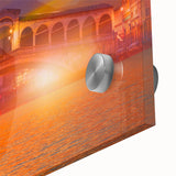 Acrylic print of a large abstract depiction of Venice with muted earth tones, ideal for dining room art.