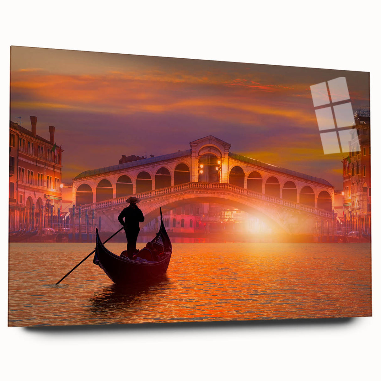 Acrylic print of a Venice scenery with soft pastel shades, ideal for bedroom or dining room art.