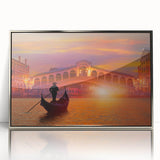 Large art print of Venice scenery in muted earth tones on acrylic, framed in silver, suitable for modern art wall decor.