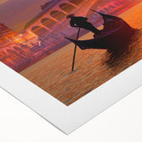 Art Deco poster of Venice with muted earth tones on rolled canvas, suitable for dining room decor.