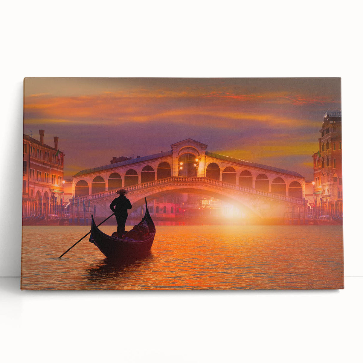 Black and white stretched canvas of Venice scenery, ideal for kitchen wall art.