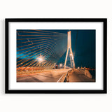 Textured abstract art print of colorful European scenery in a large black frame, ideal for living room decor.