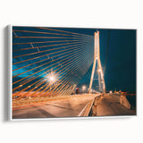 Vintage poster art of a European scenery in Latvia on a framed canvas, featuring vibrant colors, ideal for living room decor.